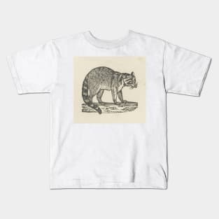 Raccoon Woodcut Kids T-Shirt